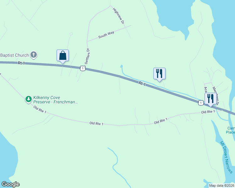map of restaurants, bars, coffee shops, grocery stores, and more near 1122 U.S. 1 in Hancock