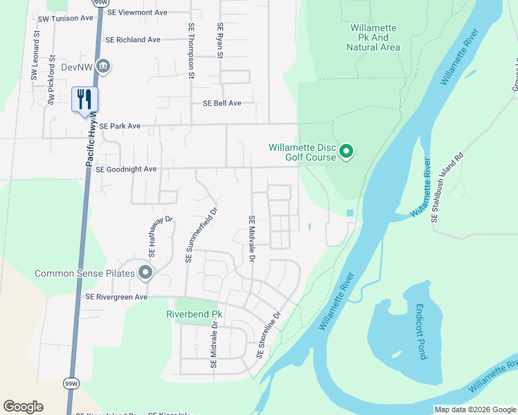 map of restaurants, bars, coffee shops, grocery stores, and more near 3059 Southeast Midvale Drive in Corvallis