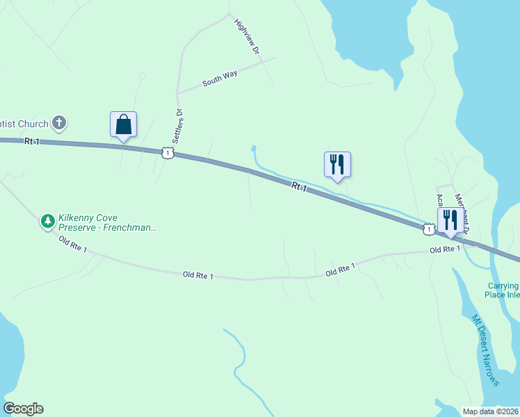 map of restaurants, bars, coffee shops, grocery stores, and more near 1122 U.S. 1 in Hancock