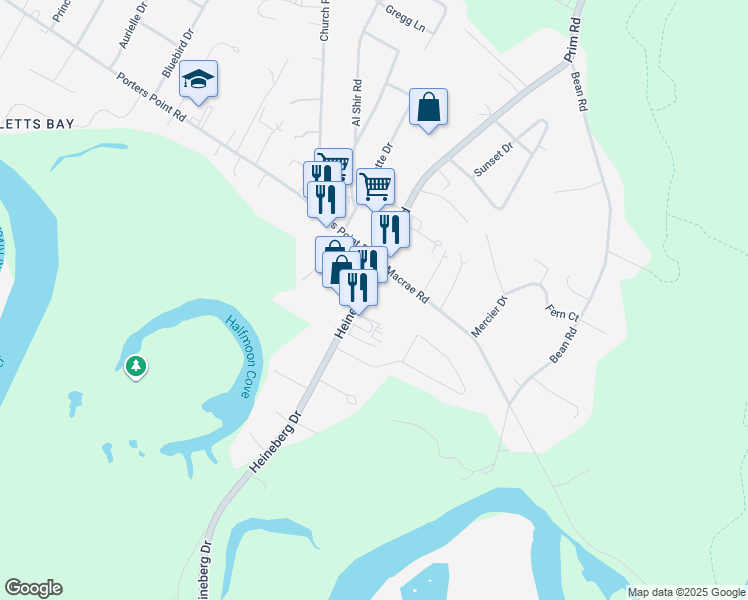map of restaurants, bars, coffee shops, grocery stores, and more near 79 Heineberg Drive in Colchester