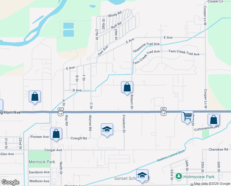 map of restaurants, bars, coffee shops, grocery stores, and more near 2850 Kent Avenue in Cody