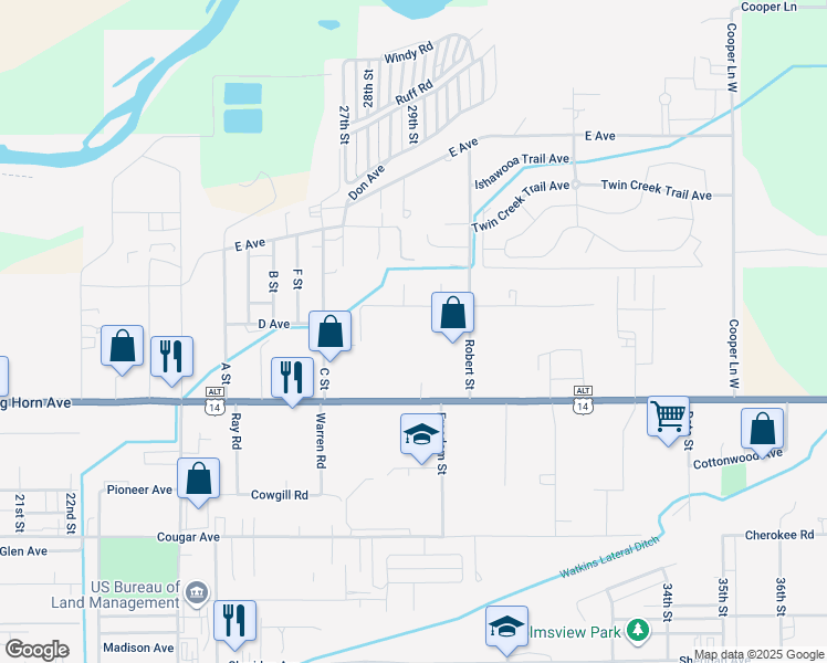 map of restaurants, bars, coffee shops, grocery stores, and more near 2850 Kent Avenue in Cody