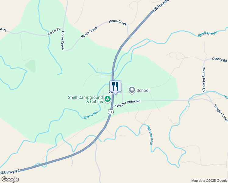 map of restaurants, bars, coffee shops, grocery stores, and more near in Shell