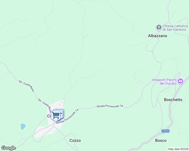map of restaurants, bars, coffee shops, grocery stores, and more near 68 Strada delle Pieve in Provincia di Parma