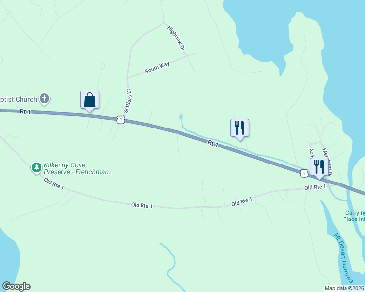 map of restaurants, bars, coffee shops, grocery stores, and more near 1122 U.S. 1 in Hancock