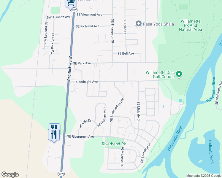 map of restaurants, bars, coffee shops, grocery stores, and more near 2938 Southeast Summerfield Drive in Corvallis