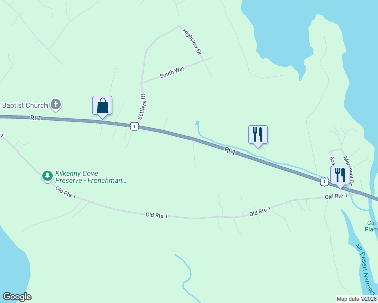 map of restaurants, bars, coffee shops, grocery stores, and more near 1122 U.S. 1 in Hancock