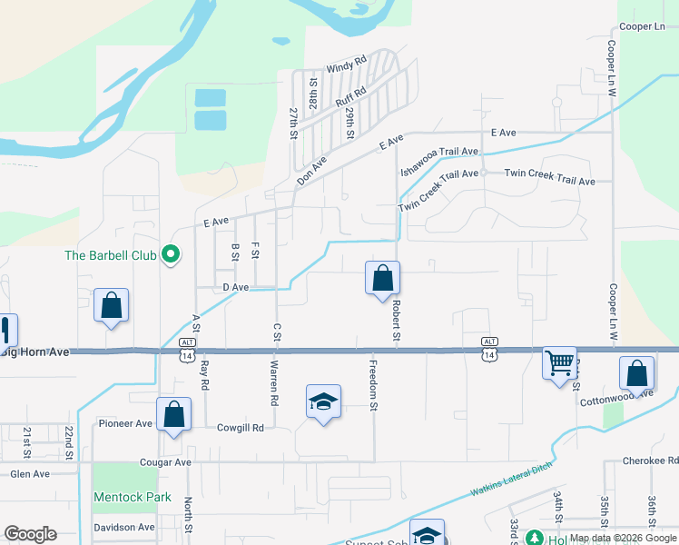 map of restaurants, bars, coffee shops, grocery stores, and more near 256 Covey Court in Cody