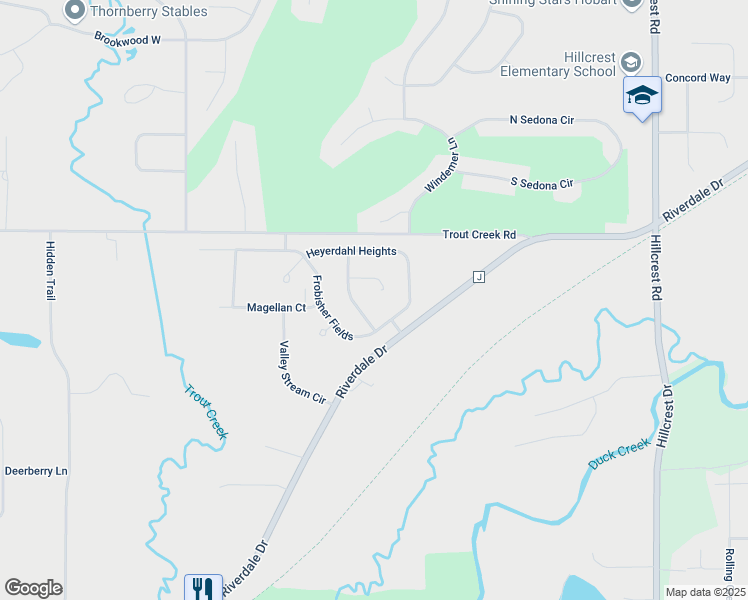 map of restaurants, bars, coffee shops, grocery stores, and more near 1079 Coronado Court in Hobart