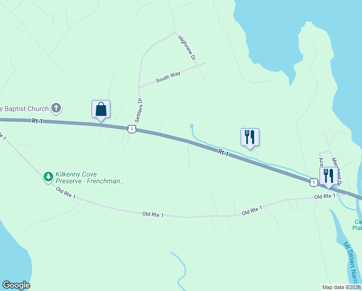 map of restaurants, bars, coffee shops, grocery stores, and more near 1080 U.S. 1 in Hancock