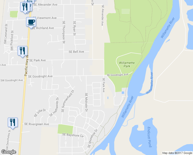 map of restaurants, bars, coffee shops, grocery stores, and more near 1216 Southeast Goodnight Avenue in Corvallis
