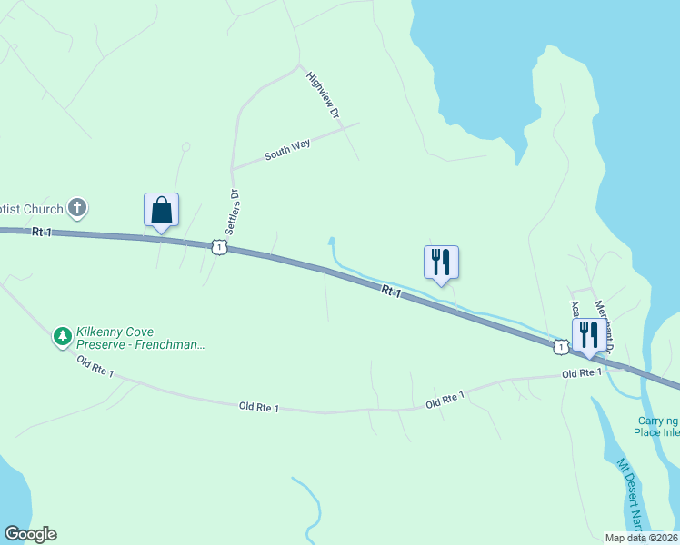 map of restaurants, bars, coffee shops, grocery stores, and more near 1122 U.S. 1 in Hancock