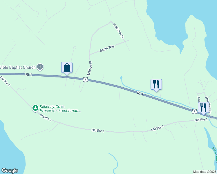 map of restaurants, bars, coffee shops, grocery stores, and more near 1080 U.S. 1 in Hancock