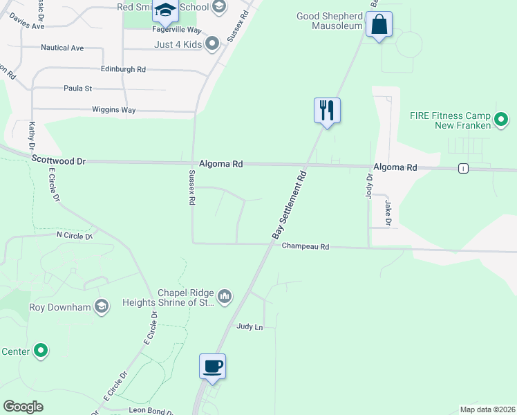 map of restaurants, bars, coffee shops, grocery stores, and more near 4030 South Hackberry Court in Green Bay