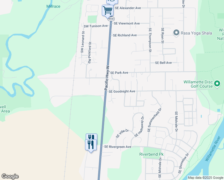map of restaurants, bars, coffee shops, grocery stores, and more near 123 Southeast Goodnight Avenue in Corvallis