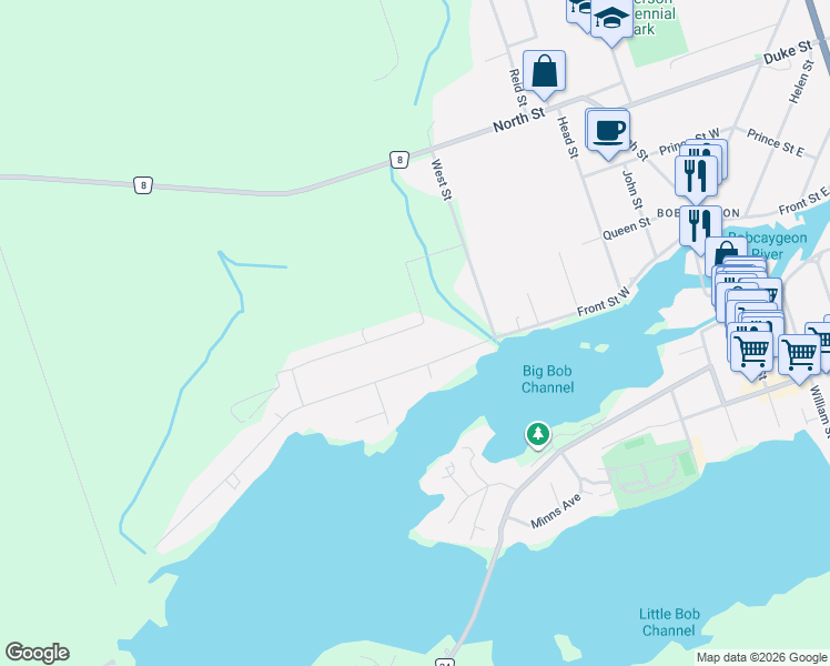 map of restaurants, bars, coffee shops, grocery stores, and more near 69 Hillcroft Way in Kawartha Lakes