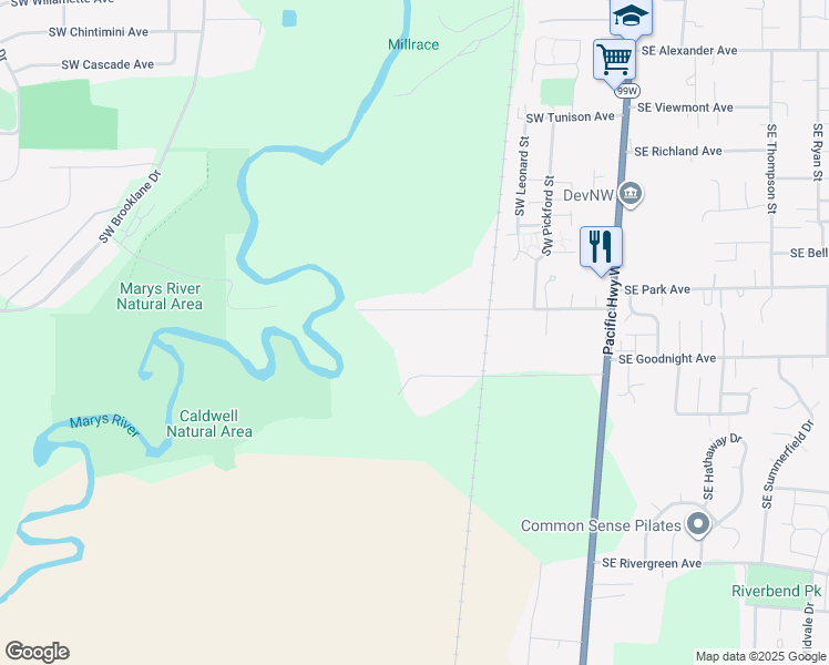 map of restaurants, bars, coffee shops, grocery stores, and more near 720 Southwest Wake Robin Avenue in Corvallis
