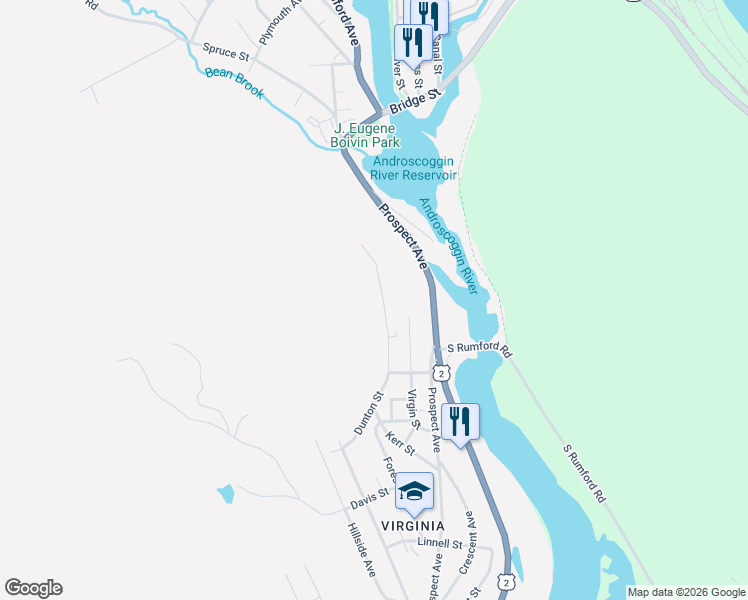 map of restaurants, bars, coffee shops, grocery stores, and more near 422 High Street in Rumford