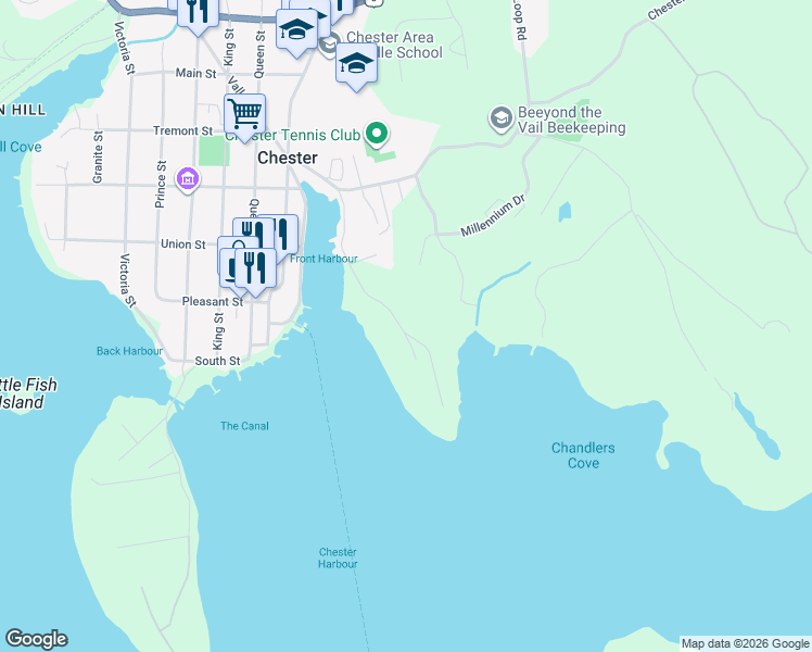 map of restaurants, bars, coffee shops, grocery stores, and more near in Chester