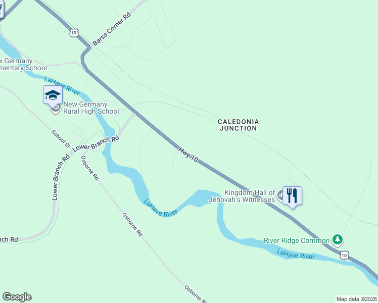 map of restaurants, bars, coffee shops, grocery stores, and more near 4912 Nova Scotia Trunk 10 in New Germany