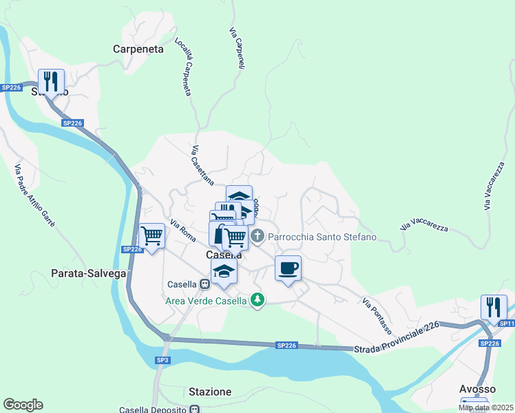 map of restaurants, bars, coffee shops, grocery stores, and more near 21 Via Poggio in Casella