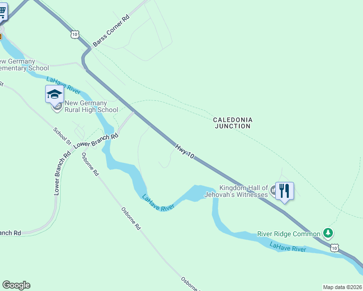 map of restaurants, bars, coffee shops, grocery stores, and more near 4912 Nova Scotia Trunk 10 in New Germany