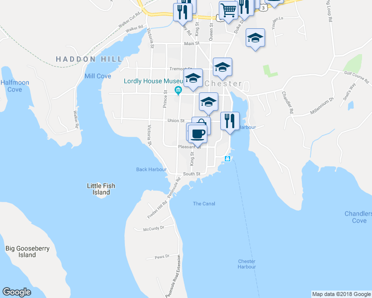 map of restaurants, bars, coffee shops, grocery stores, and more near 39 Pleasant Street in Chester