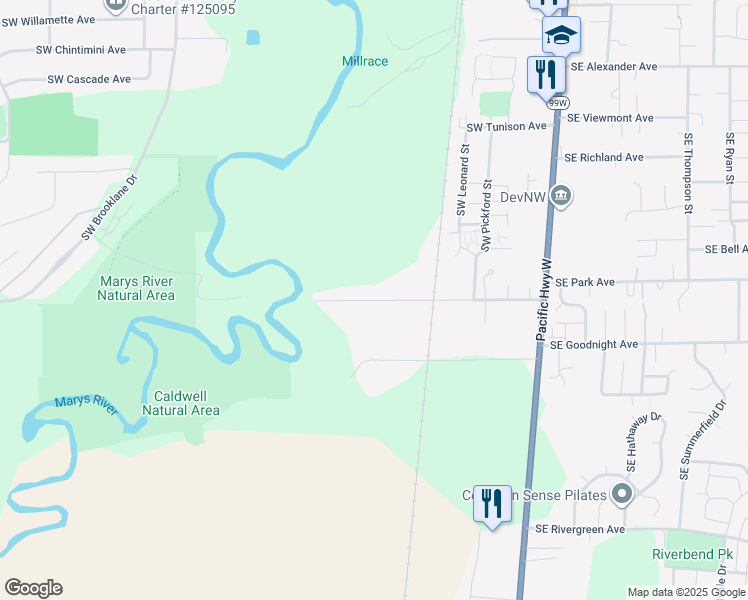 map of restaurants, bars, coffee shops, grocery stores, and more near 720 Southwest Wake Robin Avenue in Corvallis