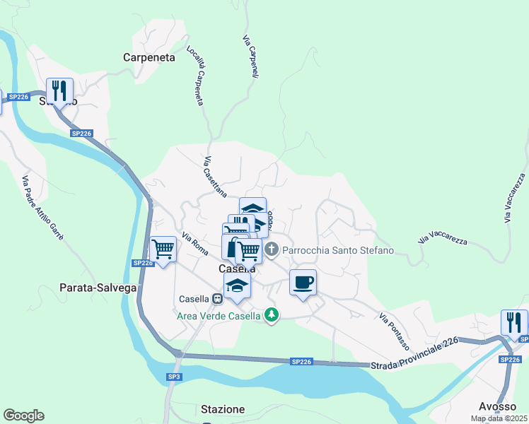 map of restaurants, bars, coffee shops, grocery stores, and more near 21 Via Poggio in Casella