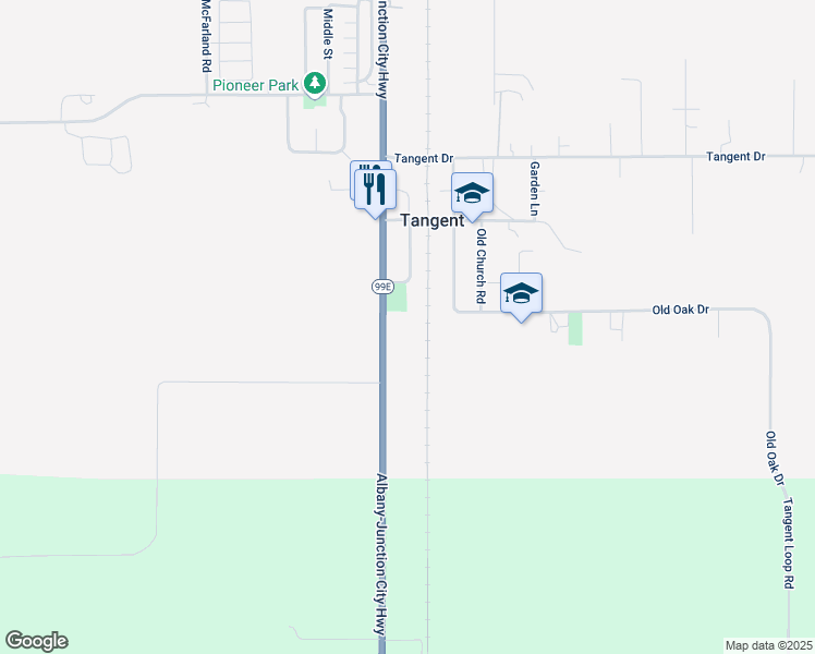 map of restaurants, bars, coffee shops, grocery stores, and more near 32855 Oregon 99E in Tangent