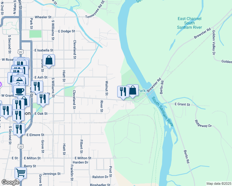 map of restaurants, bars, coffee shops, grocery stores, and more near 1225 East Grant Street in Lebanon