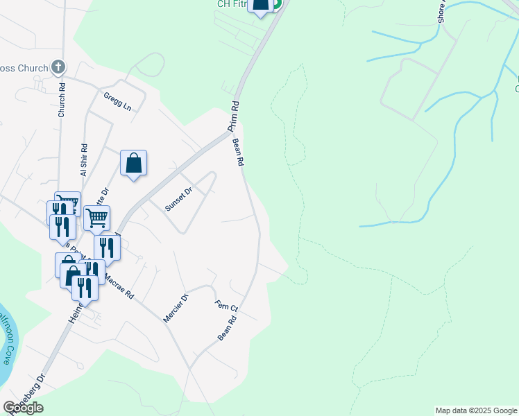 map of restaurants, bars, coffee shops, grocery stores, and more near 253 Bean Rd in Colchester