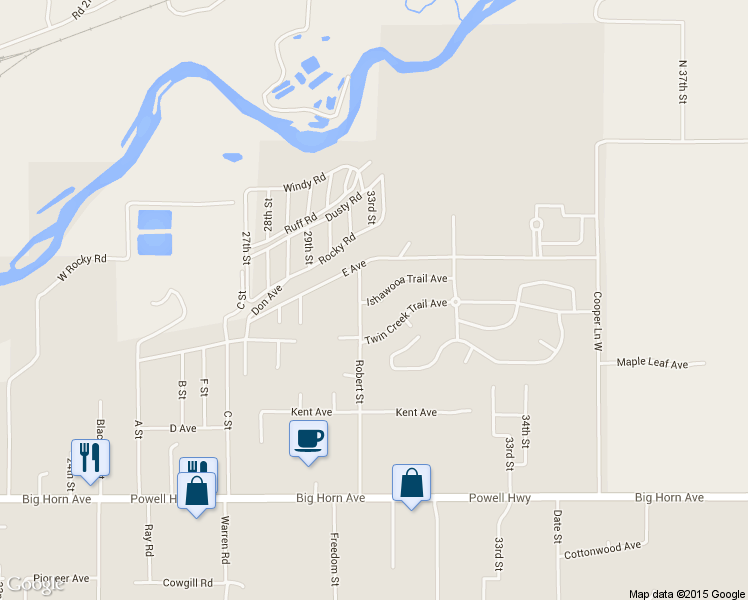 map of restaurants, bars, coffee shops, grocery stores, and more near 3007 Ishawooa Trail Avenue in Cody
