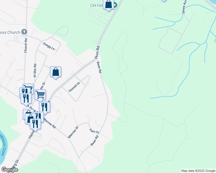 map of restaurants, bars, coffee shops, grocery stores, and more near 253 Bean Road in Colchester