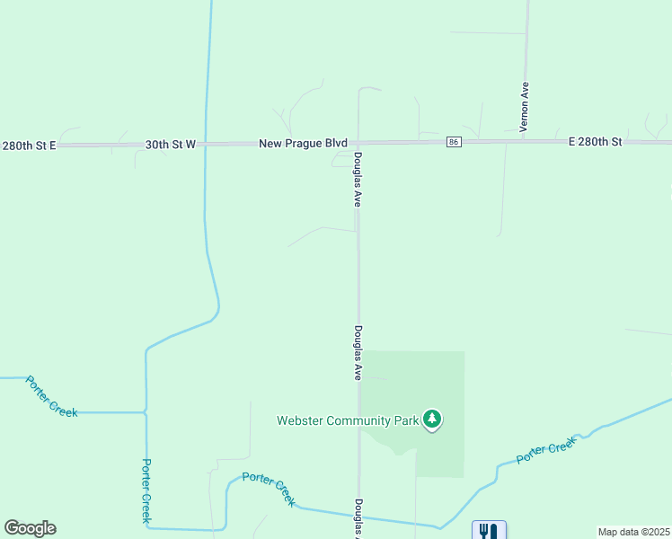 map of restaurants, bars, coffee shops, grocery stores, and more near 3330 Douglas Avenue in Webster
