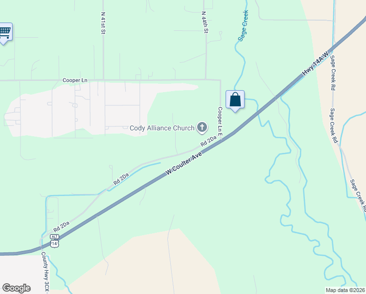 map of restaurants, bars, coffee shops, grocery stores, and more near 4436-4998 Road 2Da in Cody