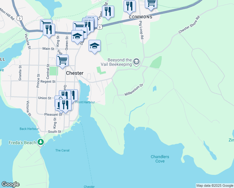map of restaurants, bars, coffee shops, grocery stores, and more near 18 Wilson Drive in Chester