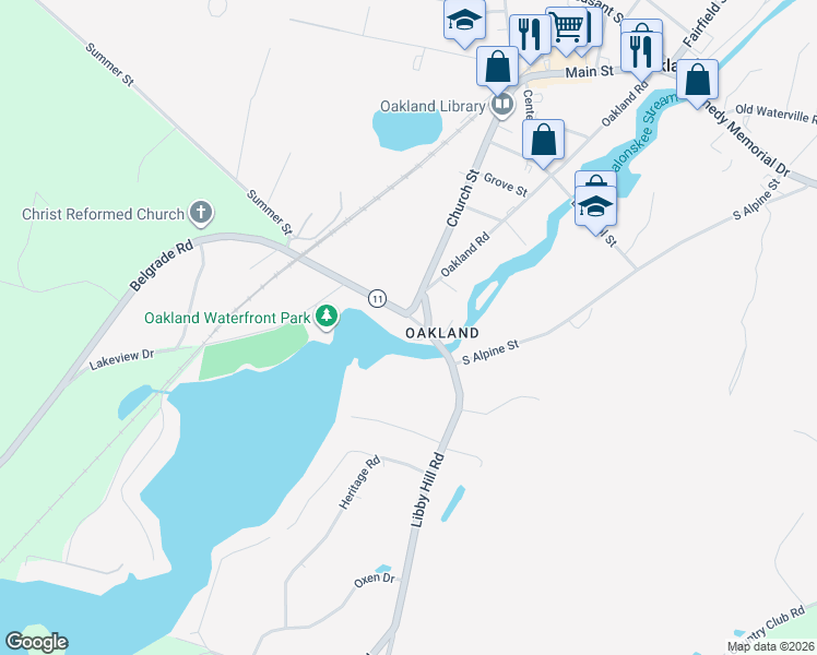 map of restaurants, bars, coffee shops, grocery stores, and more near 100 Church Street in Oakland