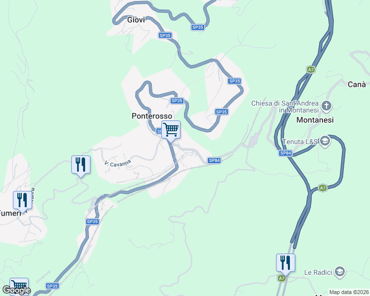 map of restaurants, bars, coffee shops, grocery stores, and more near 12 Via Milite Ignoto in Ponterosso