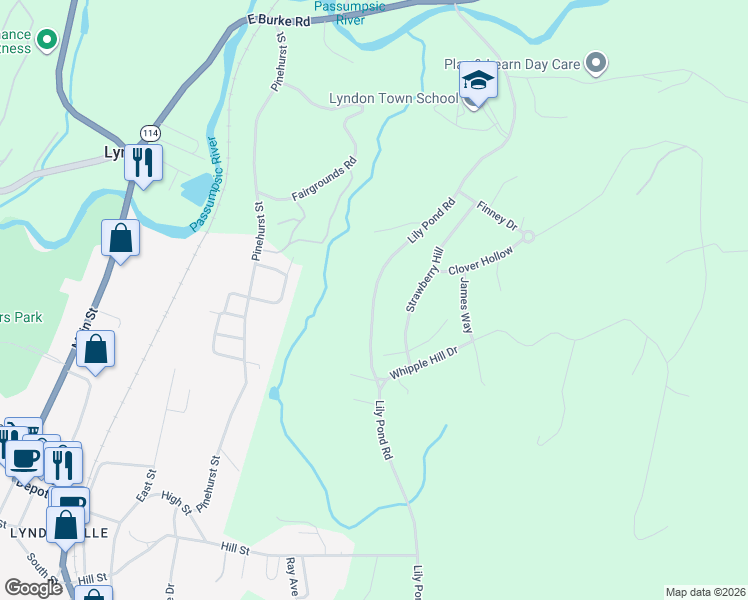 map of restaurants, bars, coffee shops, grocery stores, and more near 2142 Lily Pond Road in Lyndon