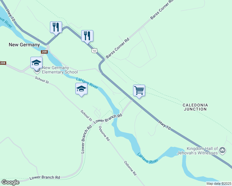 map of restaurants, bars, coffee shops, grocery stores, and more near 3 Chesley Lane in New Germany