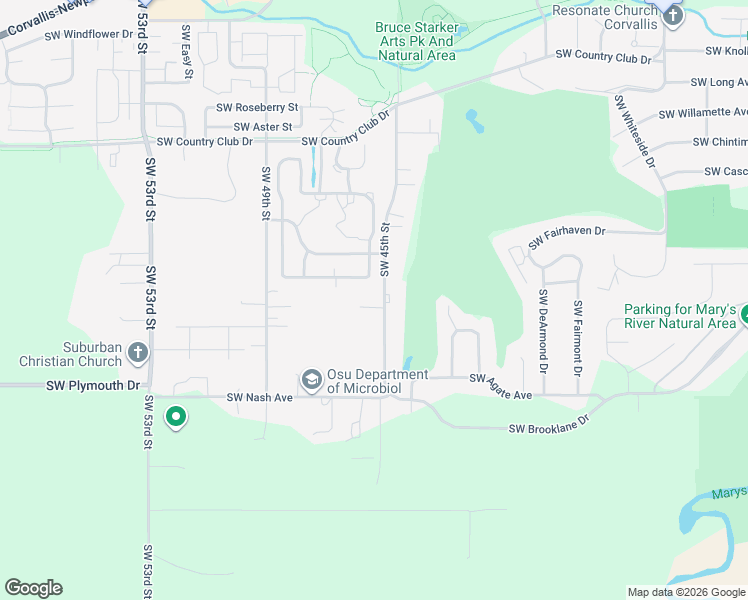 map of restaurants, bars, coffee shops, grocery stores, and more near 2515 southwest 45th street in Corvallis