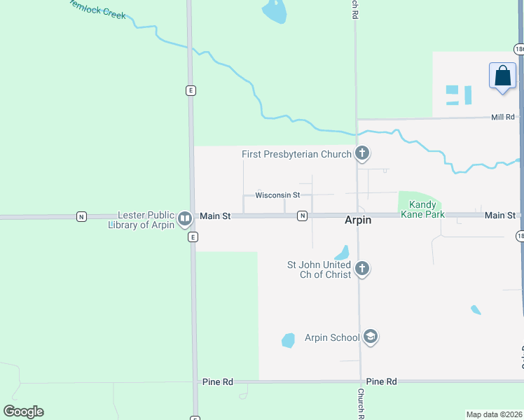 map of restaurants, bars, coffee shops, grocery stores, and more near 6410 County Road N in Arpin