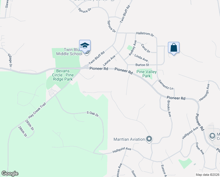 map of restaurants, bars, coffee shops, grocery stores, and more near 2840 Pine Ridge Boulevard in Red Wing