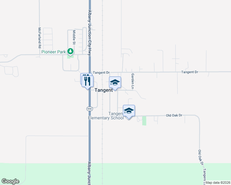 map of restaurants, bars, coffee shops, grocery stores, and more near 32086 Birdfoot Drive in Tangent