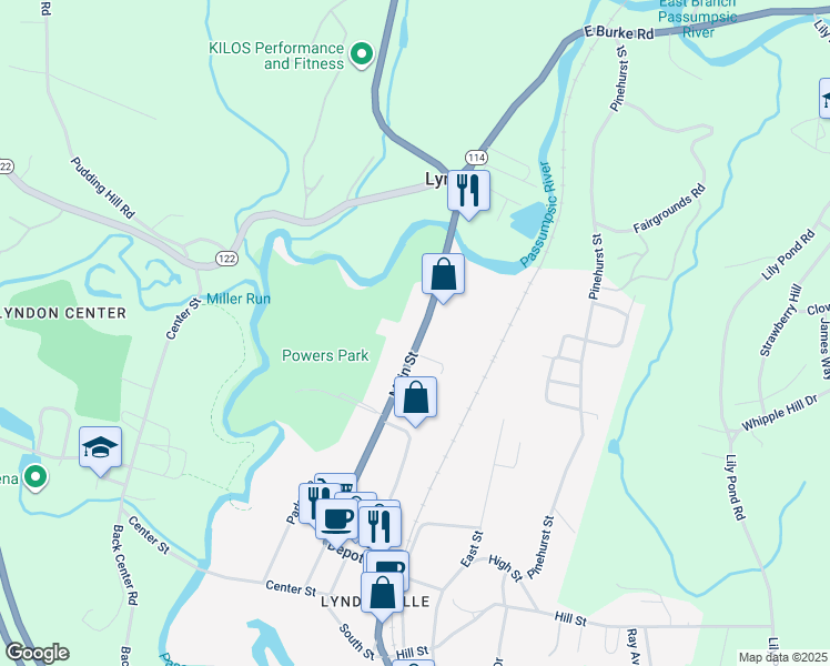 map of restaurants, bars, coffee shops, grocery stores, and more near 537 U.S. 5 in Lyndon