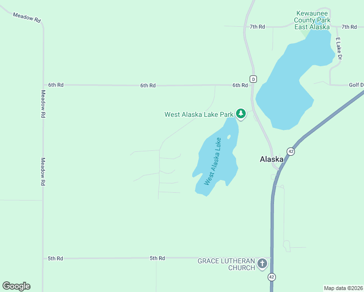map of restaurants, bars, coffee shops, grocery stores, and more near N5996 West Alaska Lake Road in Algoma