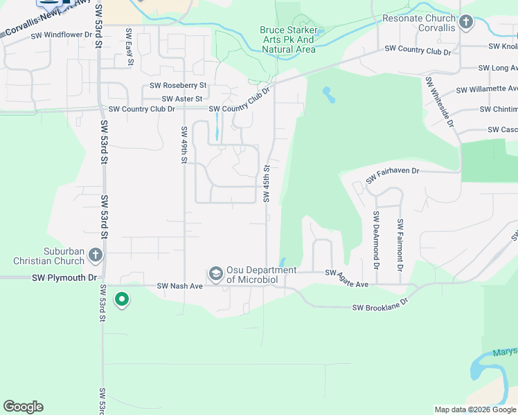 map of restaurants, bars, coffee shops, grocery stores, and more near 2515 southwest 45th street in Corvallis