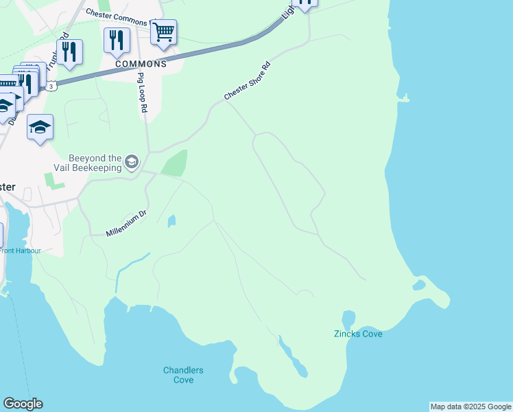 map of restaurants, bars, coffee shops, grocery stores, and more near in Chester