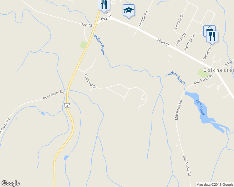 map of restaurants, bars, coffee shops, grocery stores, and more near 90 Field Green Drive in Colchester